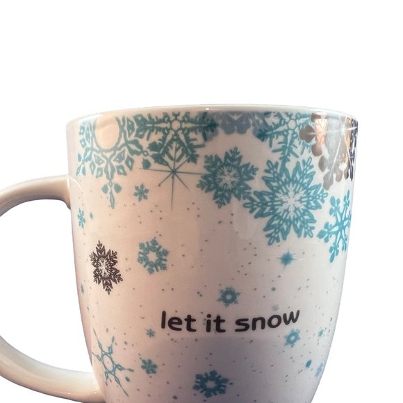 Crofton Let It Snow Coffee Mug Snowflakes New Bone China 16 OZ - Picture 2 of 10